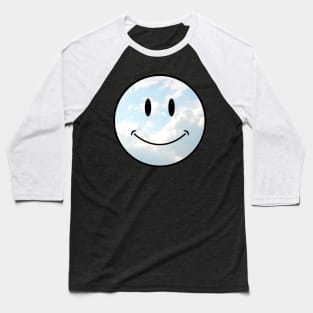 cloud background vintage classic Smiley Face Black Outline Baseball T-Shirt